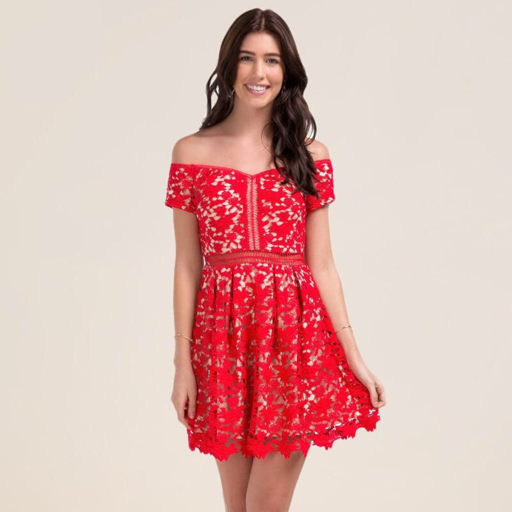 Francesca’s off the shoulder lace dress